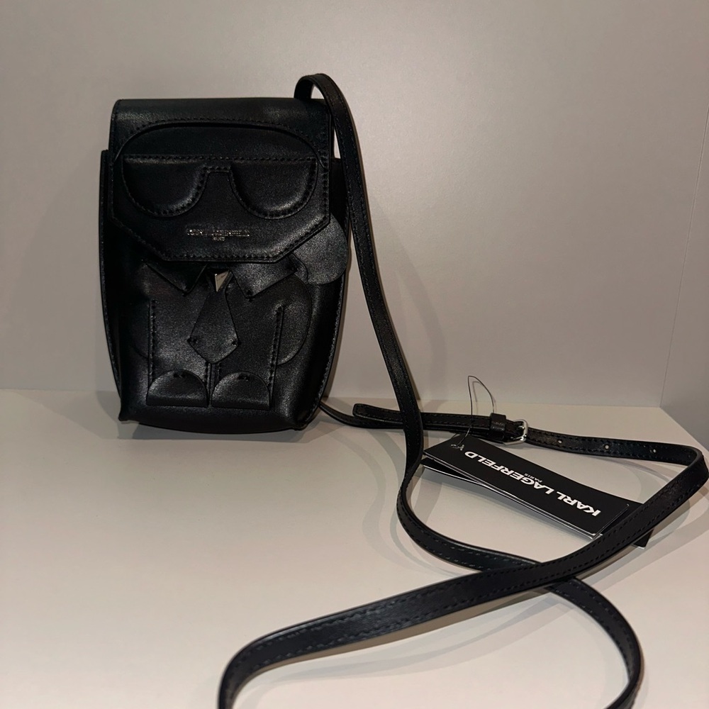 Karl Lagerfeld Black Belt Bag with Adjustable Strap and Minimalist Design